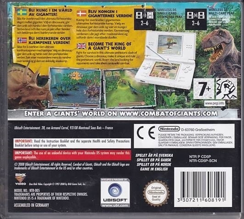 Combat of Giants Dinosaurs - Nintendo DS (A Grade) (Genbrug)